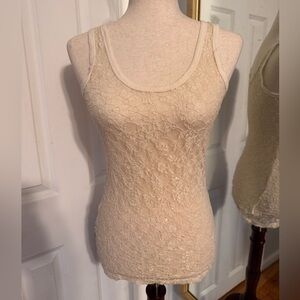 Elegant Cream Lace Tank Top